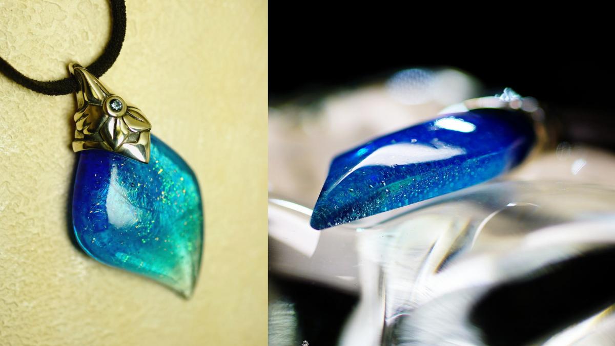 フラワーエンジェル ～ Collaborate glass leaf / Blue ～